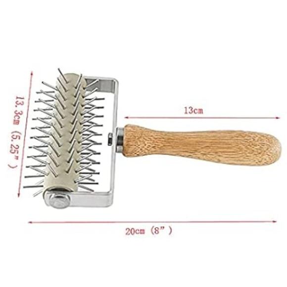 Pizza Dough Roller Docker with Wood Handle (Stainless Steel) - Picture 4 of 5